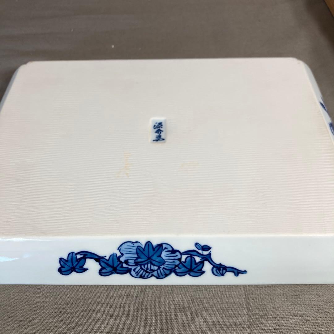 【み〜〜ちゃん専用】古伊万里の伝統　名窯　舘林源右衛門作　染錦古代花鳥図　角平皿