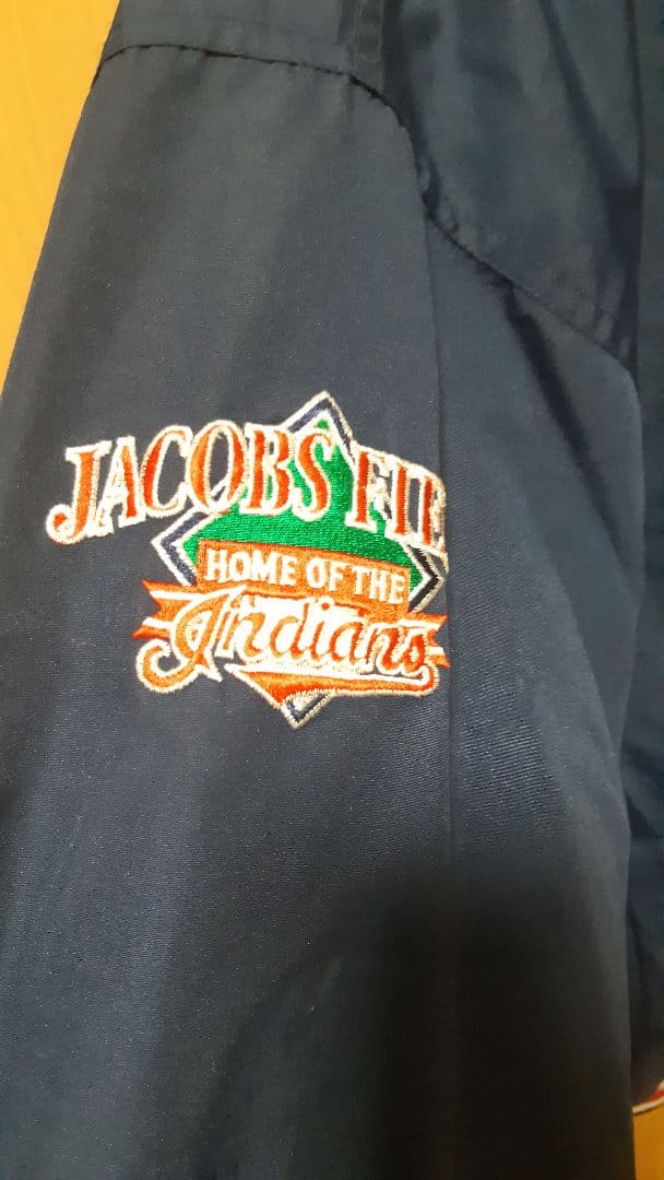 インディアンス　刺繍ロゴ ネイビー　プルオーバー　ジャケット　MLB