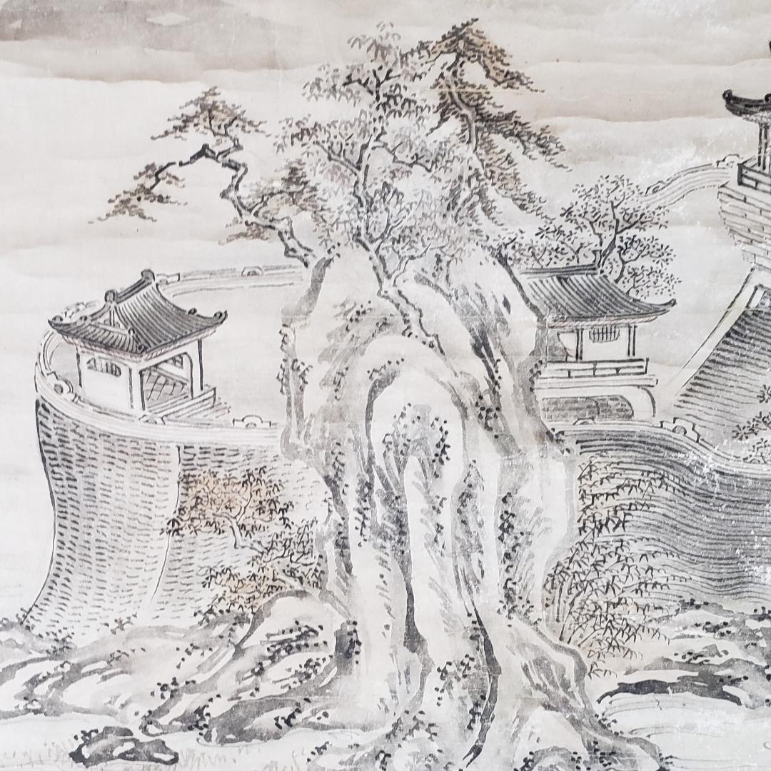 ◆『周文 山水図』掛軸◆検）雪舟 長谷川等伯 明兆 狩野永徳 狩野探幽 千利休