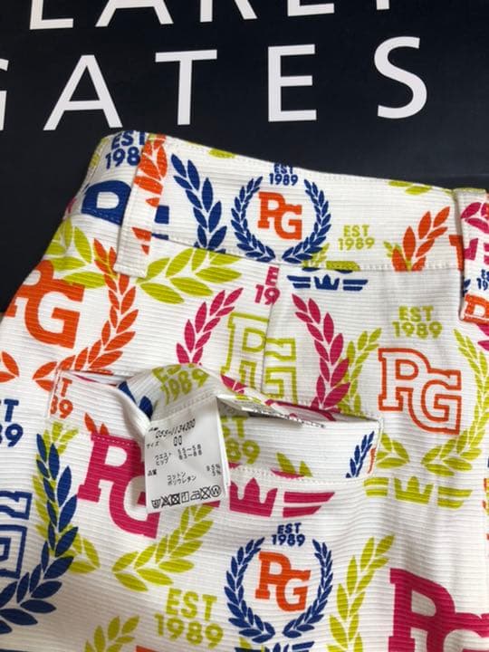 パーリーゲイツグログランカラフルローリエプリントペプラムプリーツスカート00