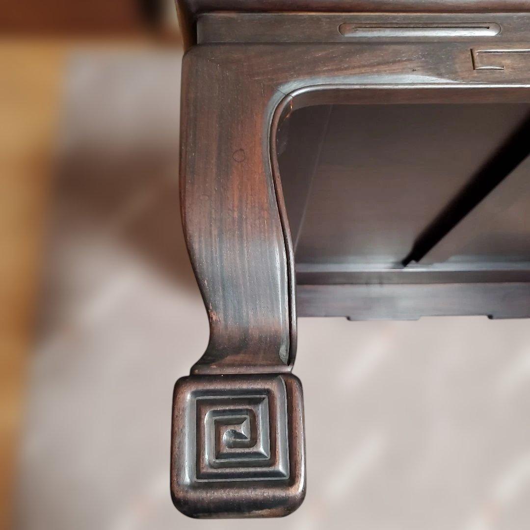 【現地受渡】紫檀製ダークブラウン座卓 縦80cm×横121cm×高さ33cm