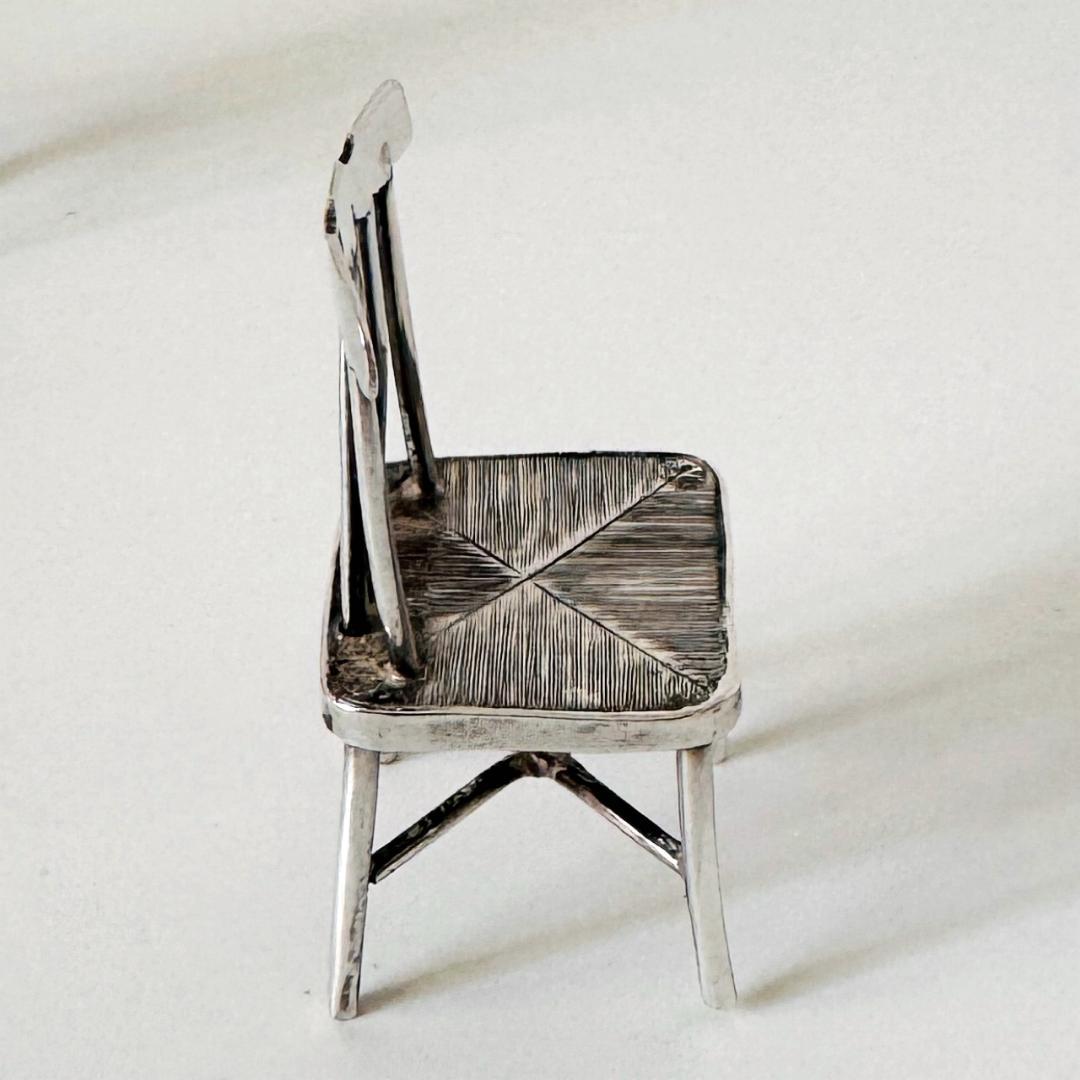 1977年★英国★アンティーク/純銀製/ミニチュア/椅子/イギリス/925/