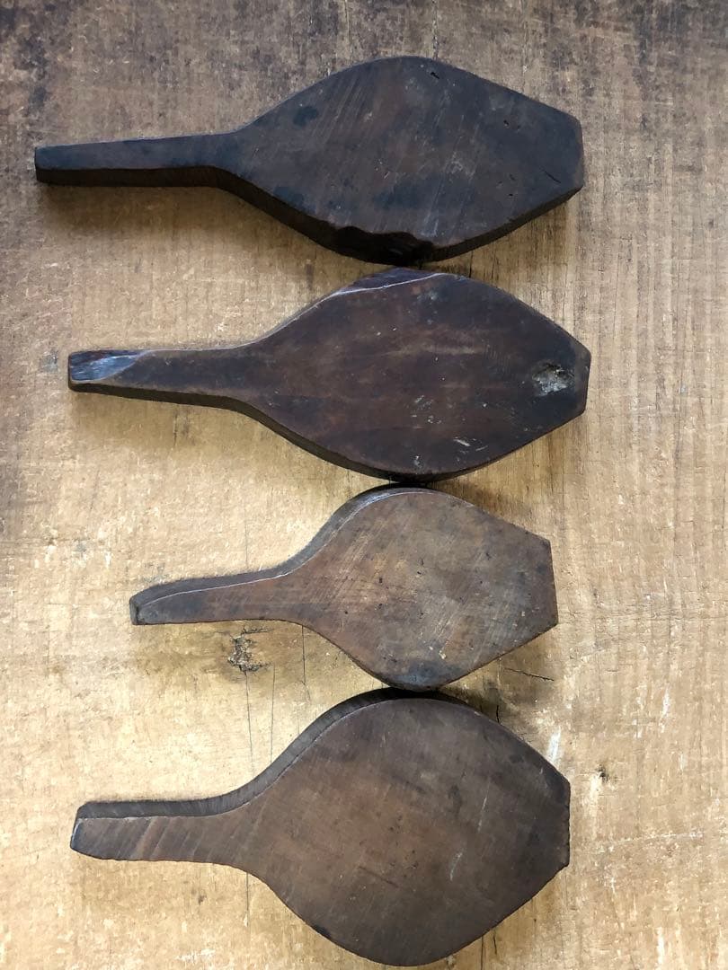 李朝　菓子型　4個まとめて 古民藝　木彫　木型　ブロカント