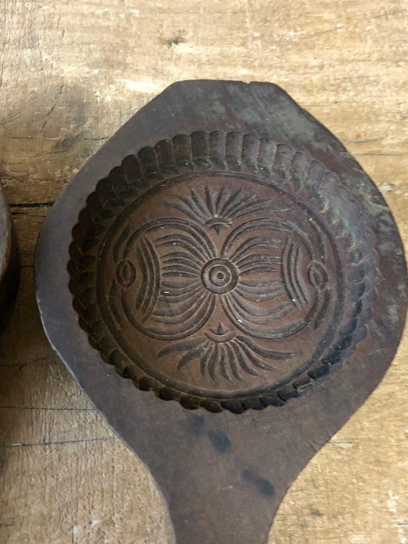 李朝　菓子型　4個まとめて 古民藝　木彫　木型　ブロカント