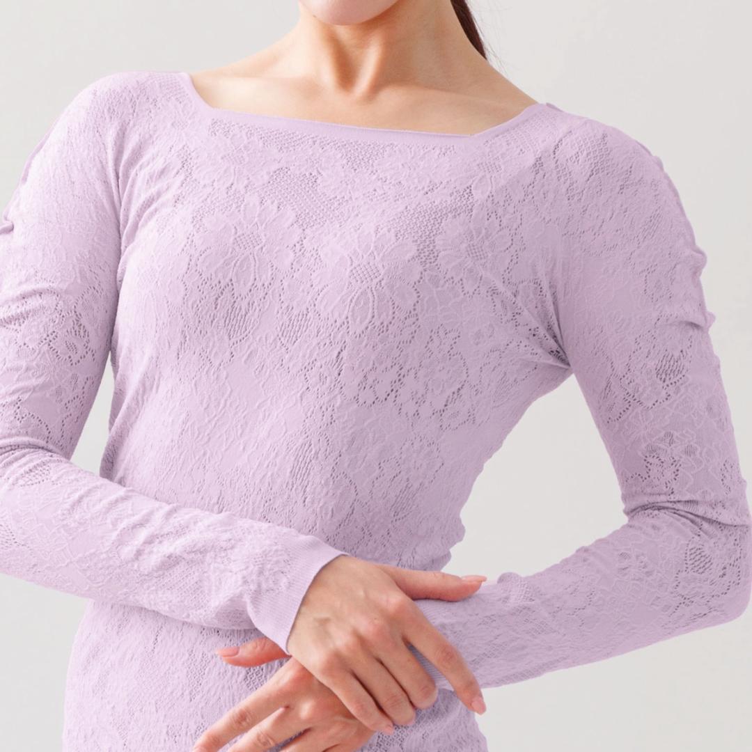 チャコット　ノーソーイングニット　スクエアネック　長袖　後ろリボン