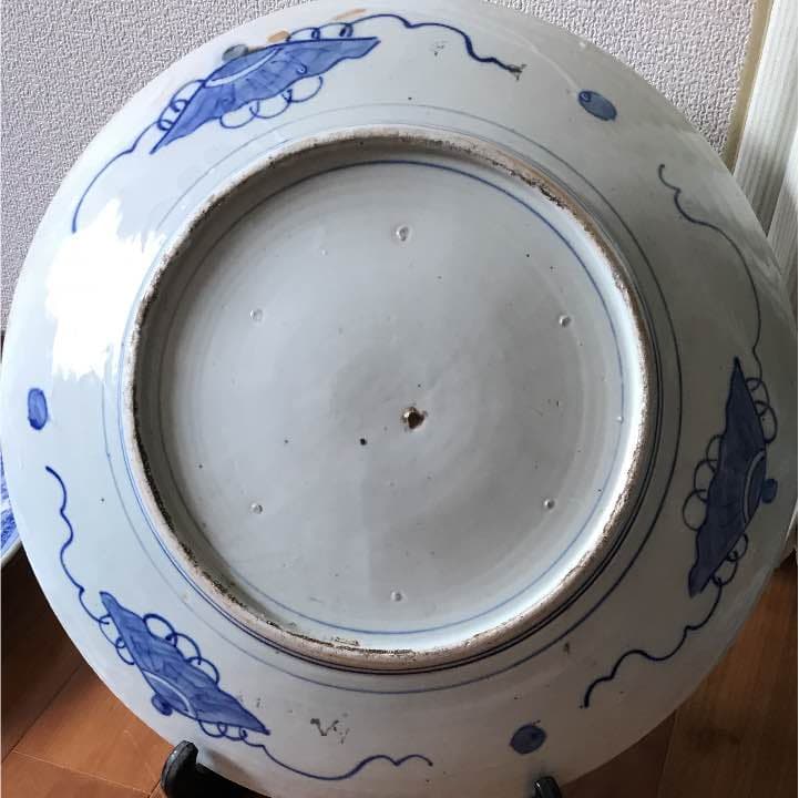 骨董品 染付 鯉図 大皿 古伊万里