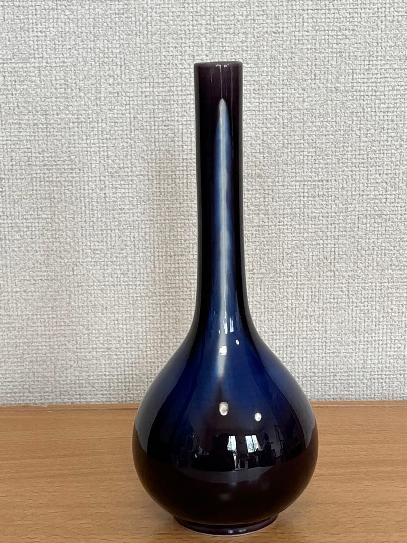 柳雨軒 三代 人間国宝 徳田八十吉（正彦銘）彩釉 花入 約22㎝　T116