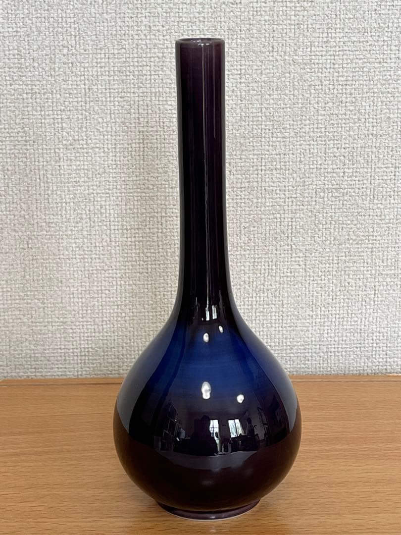 柳雨軒 三代 人間国宝 徳田八十吉（正彦銘）彩釉 花入 約22㎝　T116