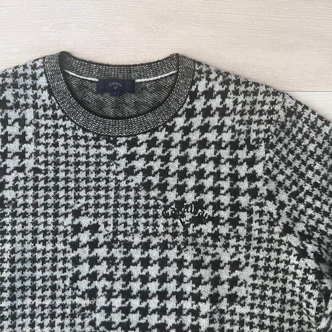 キャロウェイ CALLAWAY 千鳥柄ニットセーター ホワイト L 25FW
