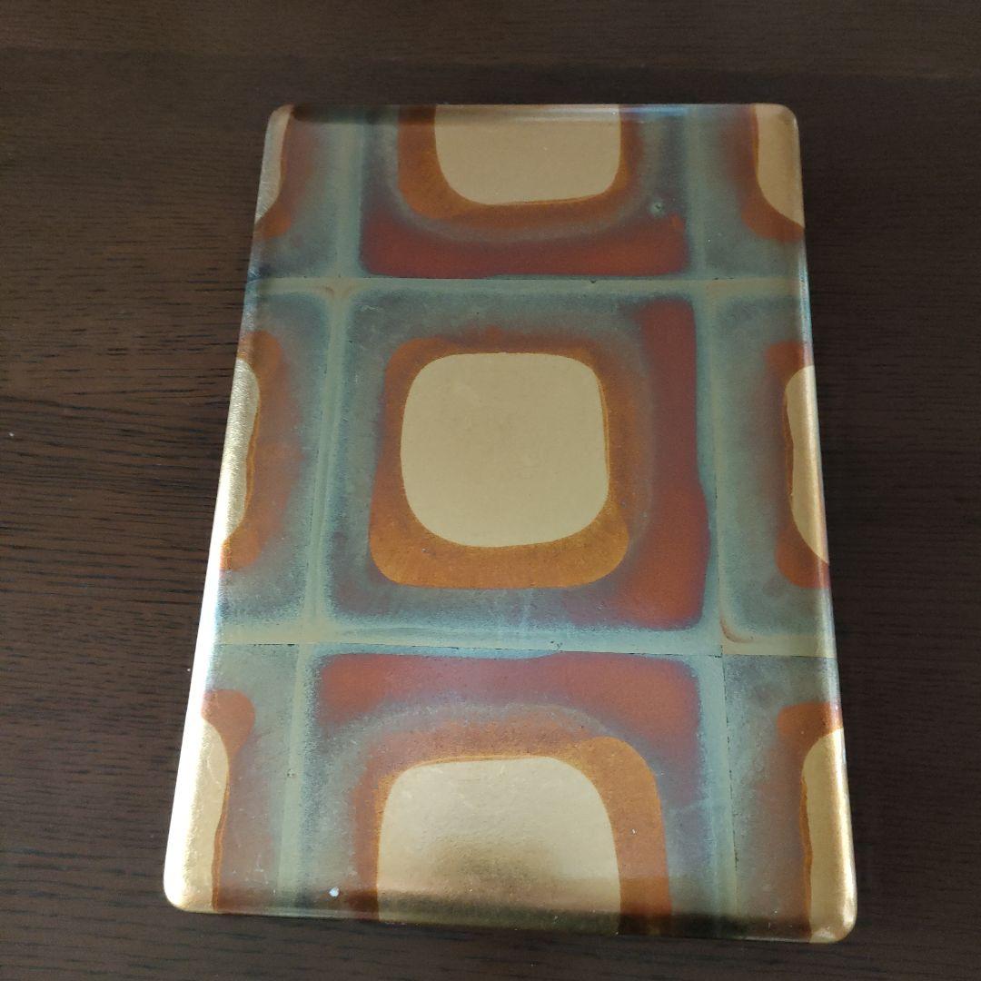 金沢　金銀箔工芸　文箱　硯箱　古代箔 青磁水滴 角 (小)硯と墨と毛筆筆のセット