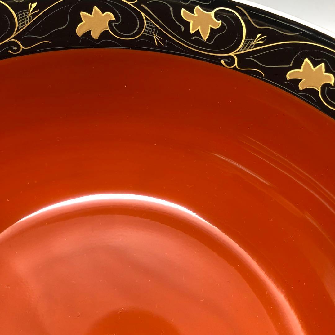 宮内庁御用達木箱入り新品未使用山田平安堂唐竹蒔絵兜鉢高級漆器飾りボウル24cm