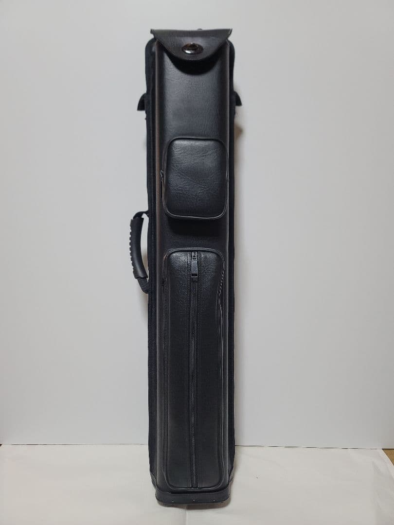ビリヤードキューケース 黒 合成皮革 バット3本シャフト5本　中古品