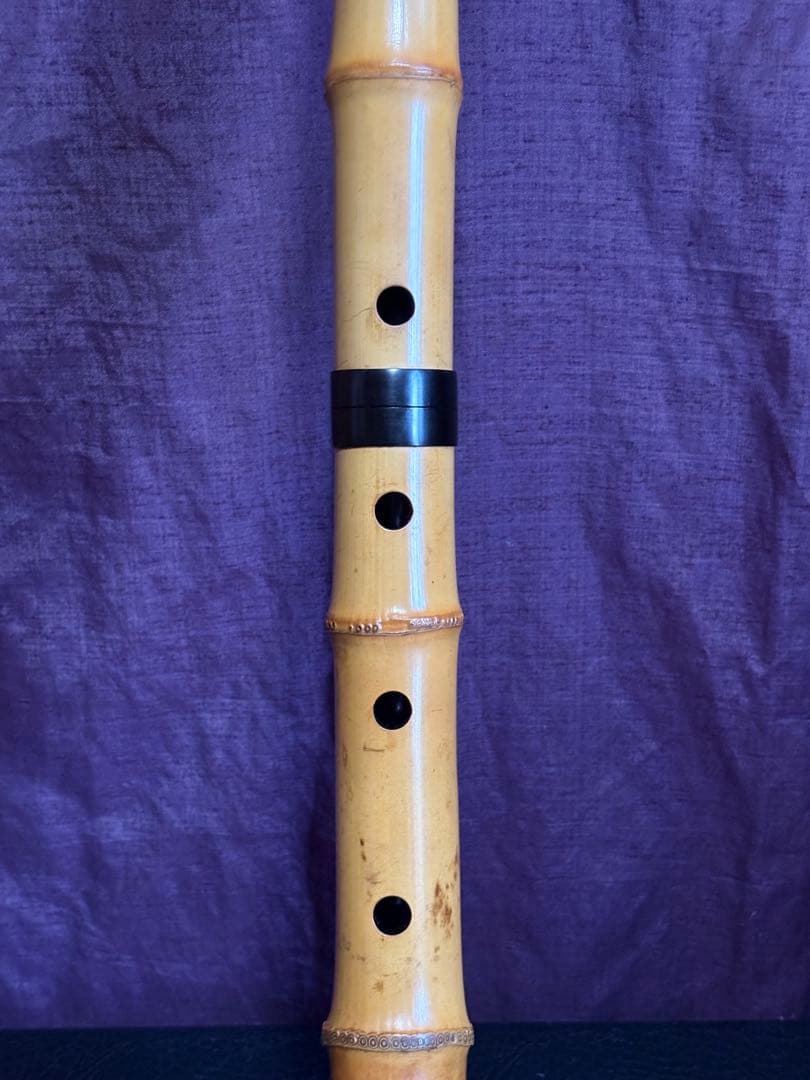都山流尺八　在銘(2印)　長さー約58㎝　 重さー約430g　松下深水銘