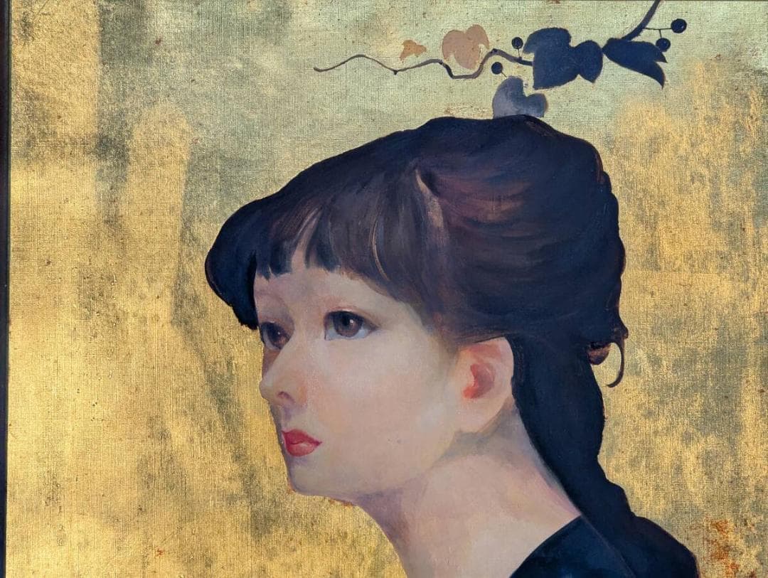 【真作】絵画　土野秀信　油彩6号　怜　現代美人画　箱・黄袋入　X153