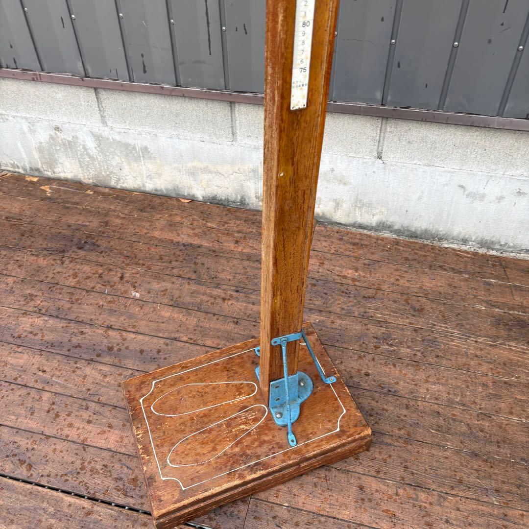 昭和レトロ 木製 身長計 アンティーク 計測器 什器 古道具 ビンテージ