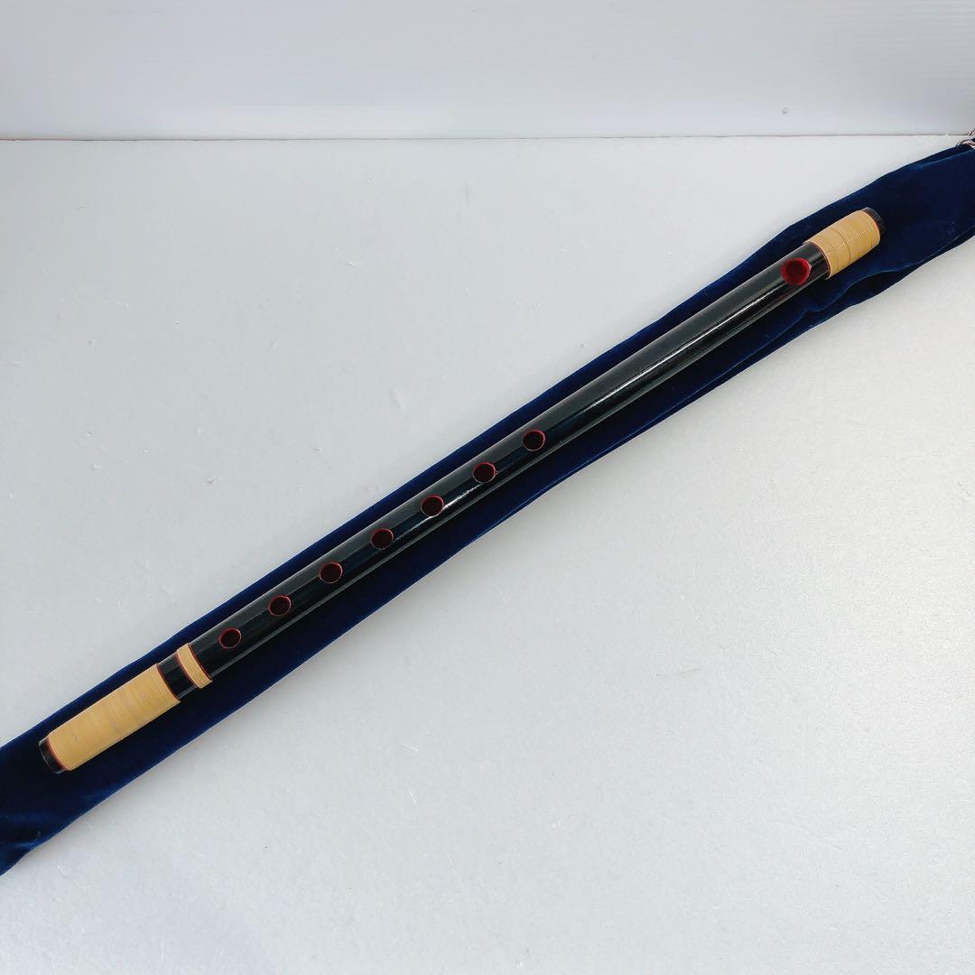 紫水 紫水笛 篠笛 民謡笛 ドレミ調 7穴5本調子 黒塗 籐両巻