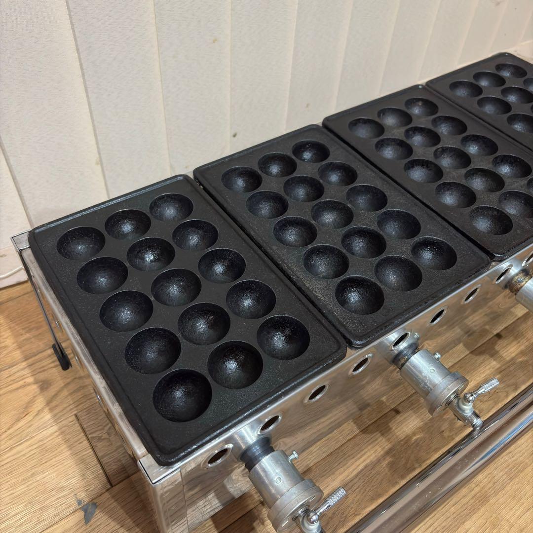 ①【良品】 IKK 業務用 たこ焼き器 154S プロパン 15穴×4連 鉄鋳物