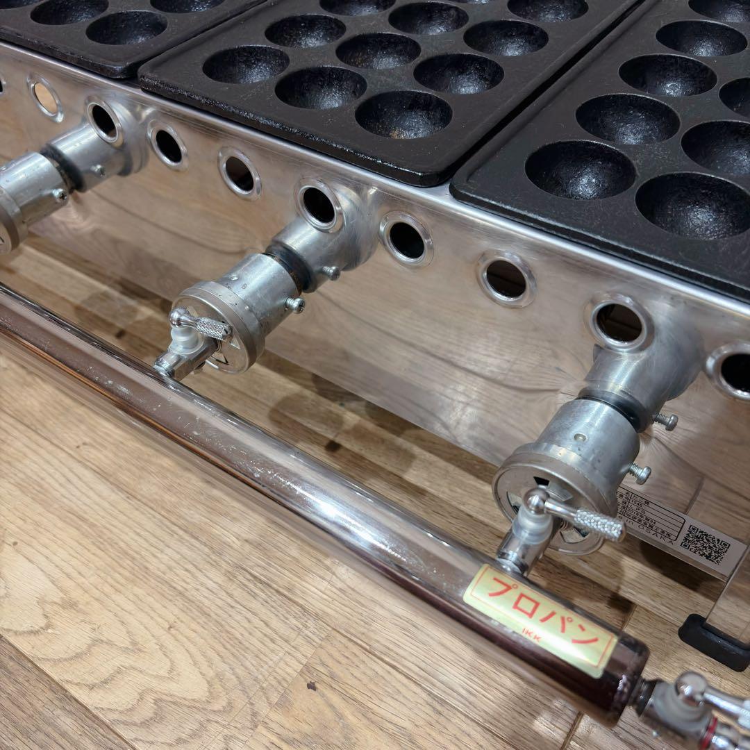 ①【良品】 IKK 業務用 たこ焼き器 154S プロパン 15穴×4連 鉄鋳物