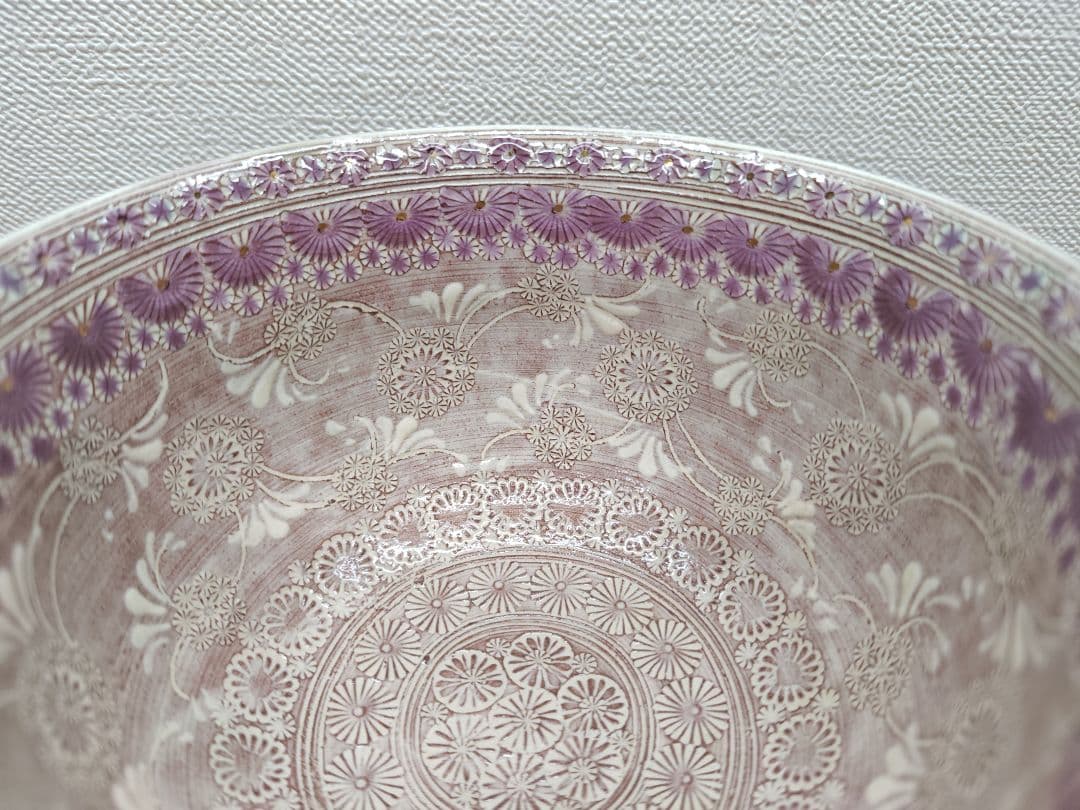 専用 送料込【逢絢亭・新品】茶道具 茶碗 京焼 紫彩華紋 森里陶楽 共箱入り ３