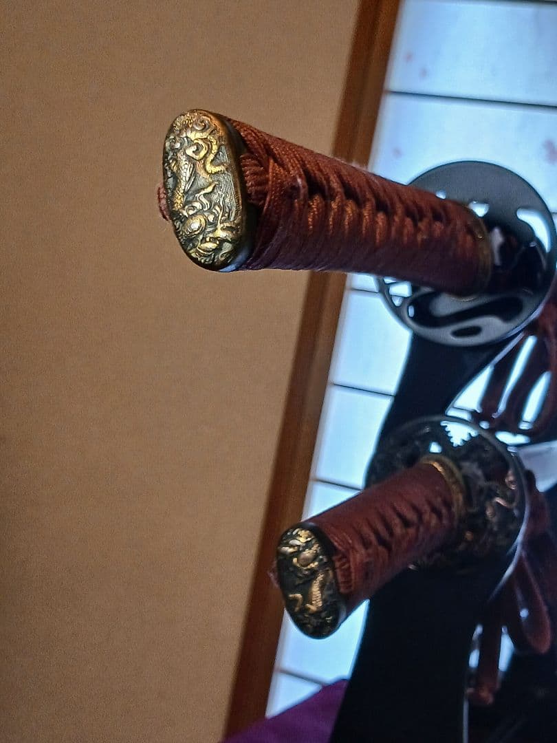 大小居合稽古刀、木製、鮫革(鉄鐔.二重薄刃)、2月末日までの最終値引き