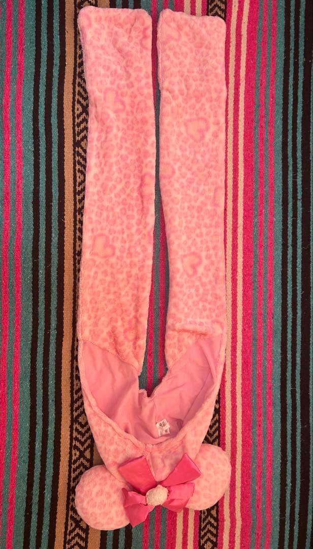 【レア】　ディズニー　ファンキャップ　マフラーキャップ　ミニー　ピンク　ヒョウ柄