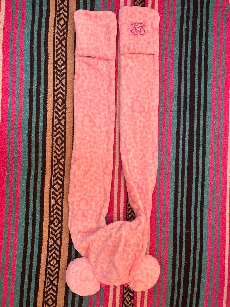 【レア】　ディズニー　ファンキャップ　マフラーキャップ　ミニー　ピンク　ヒョウ柄