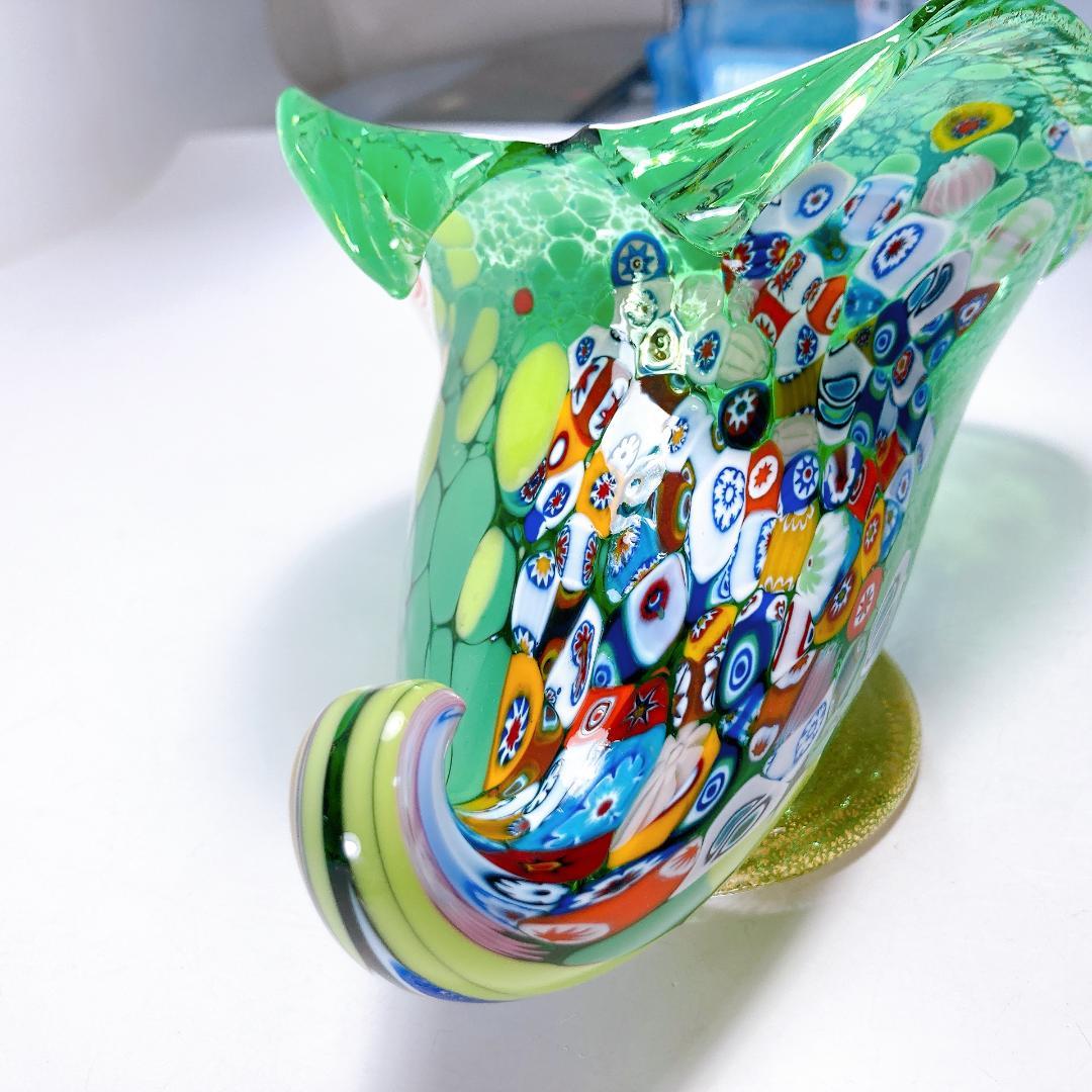 【希少】ムラノ ミルフィオリ シェル モチーフ オブジェ　ムラーノ|1498|☆