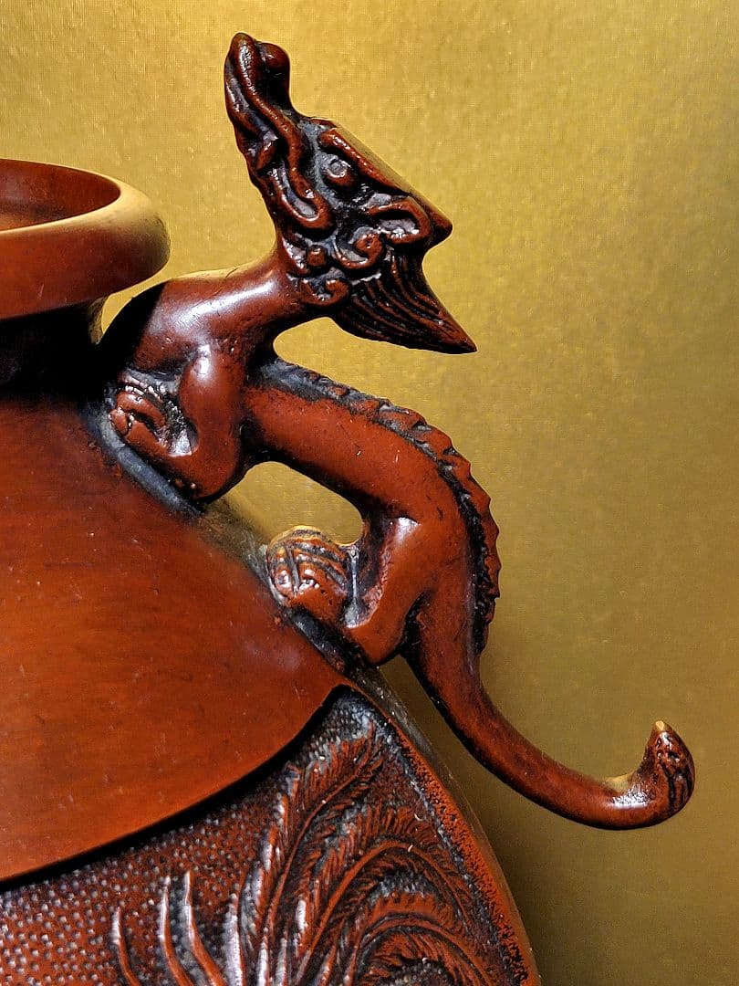 高岡銅器 花瓶 「竜耳間取 鳳凰」