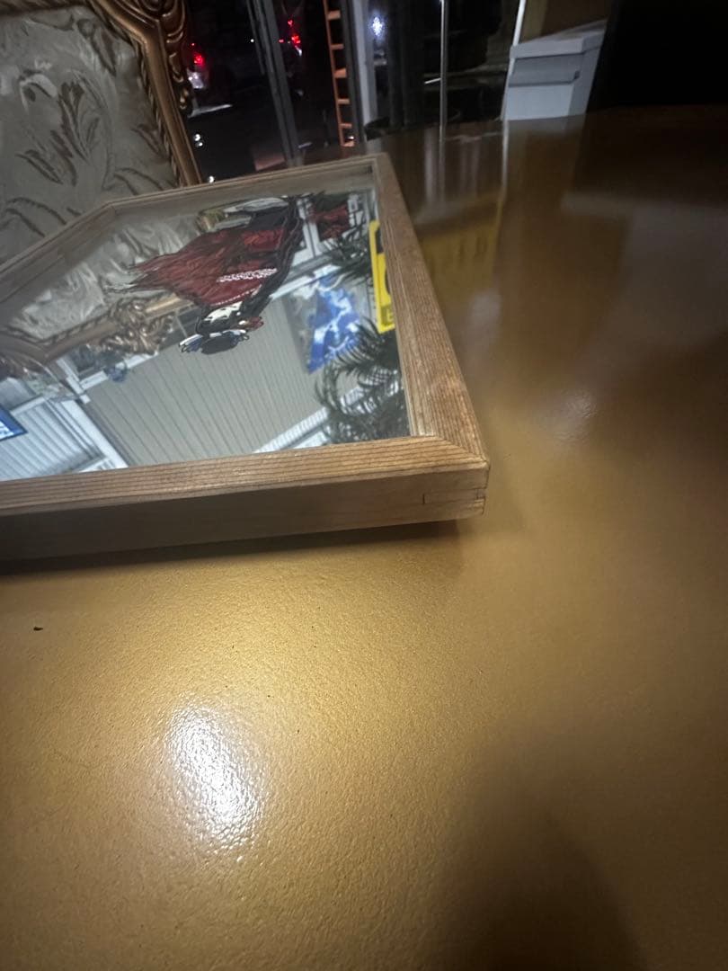 女性の着物イラスト 木製フレーム 鏡