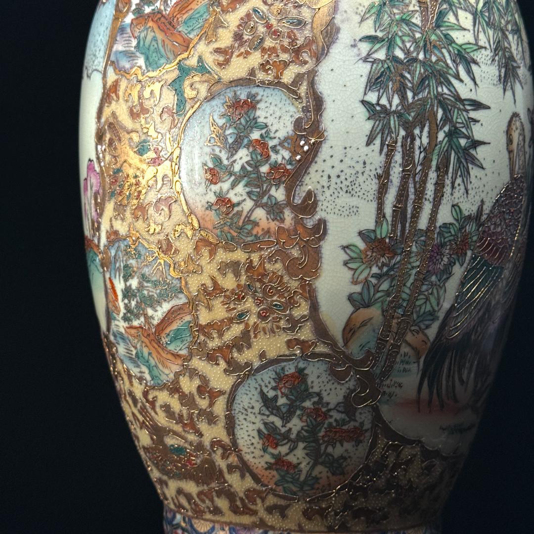 中国古美術　唐物　薩摩手　金彩大花瓶　直径20㎝ 高さ46㎝