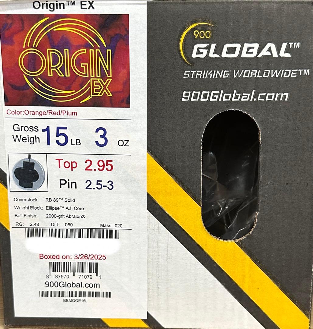 900グローバル オリジンEX ボウリングボール 15ポンド