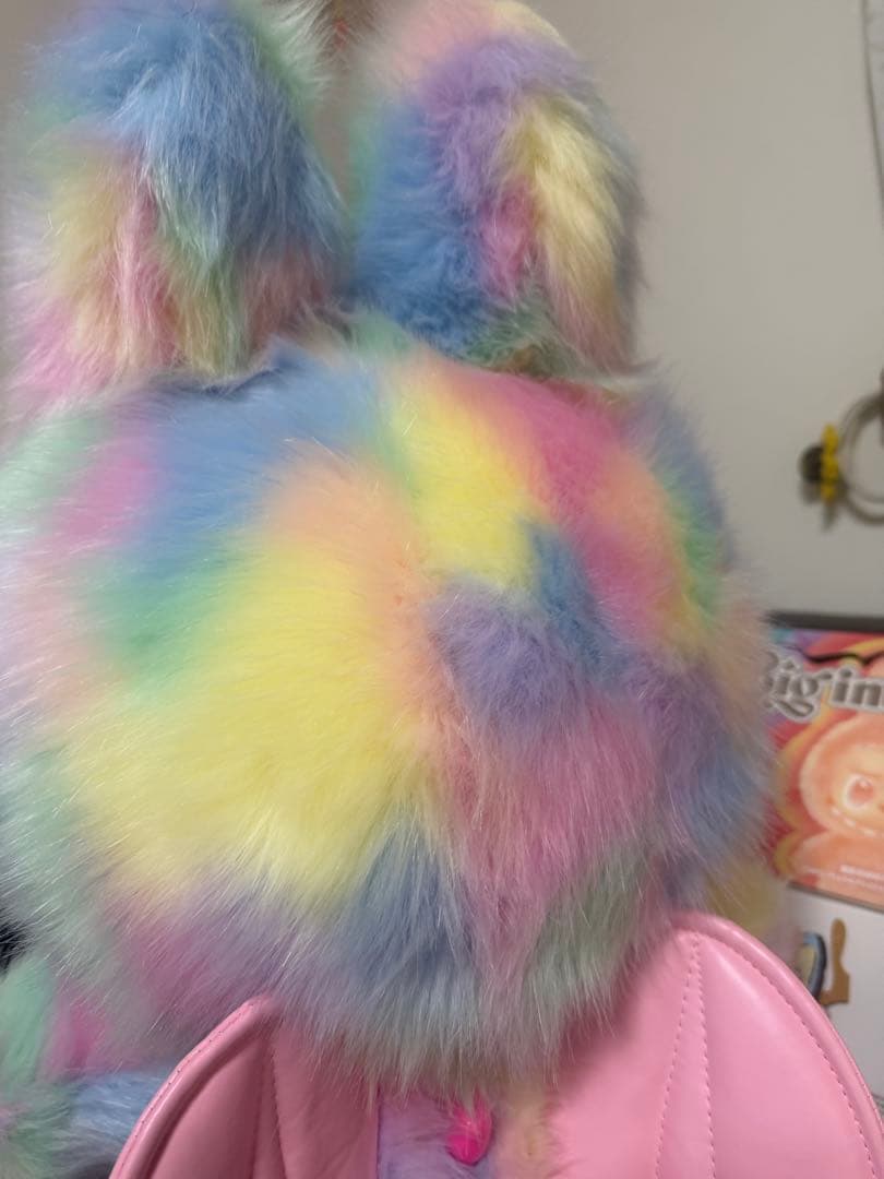 超特大60cmマカロンジモモ 夢色ふわもこ羽付き＆ピンクびれ スペシャルオーダー