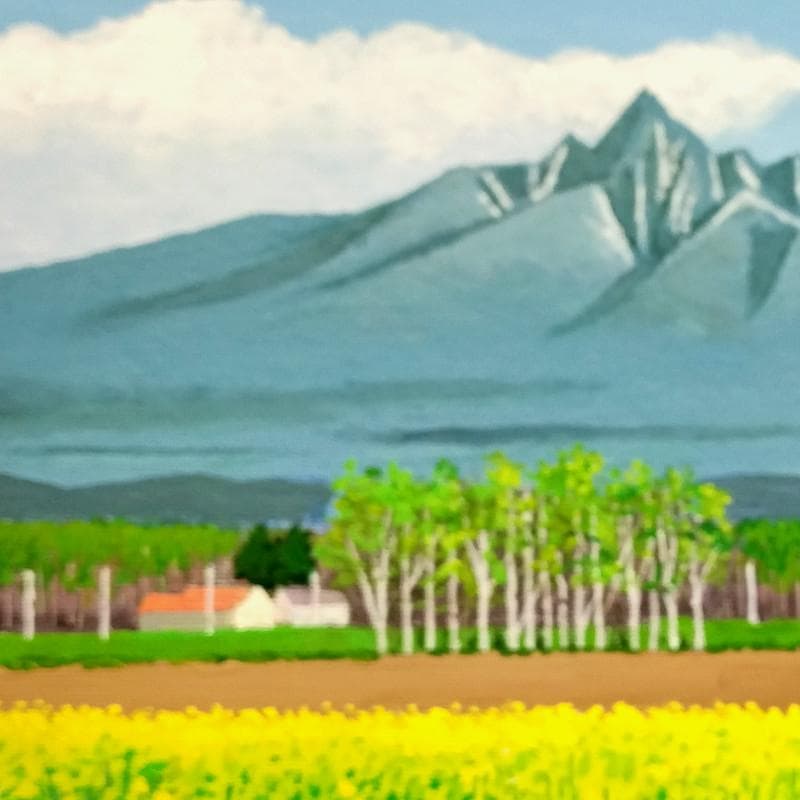 ☆伊藤正一☆「春の斜里岳」アクリル画　F４号　未使用！