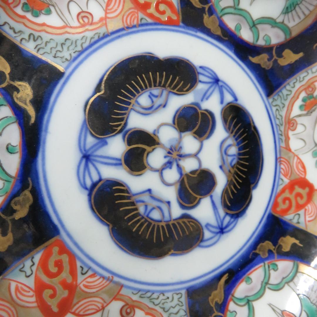 なます皿 古伊万里 5枚 色絵付 染付 江戸 松竹梅 梅と鶴 寶づくし 窯傷