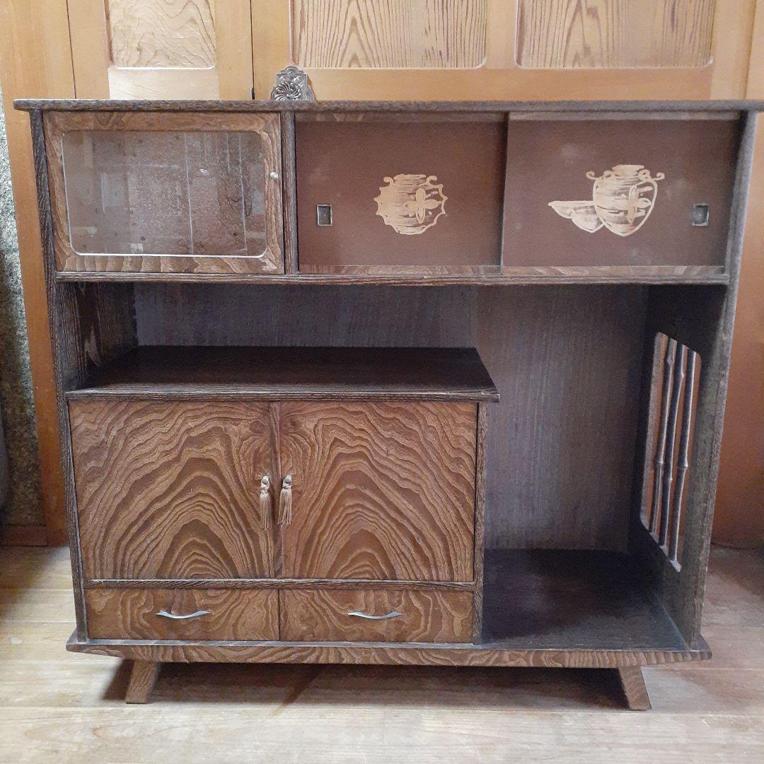 【昭和レトロ】茶棚 茶箪笥 飾り棚 アンティーク 古民家 長期保管品