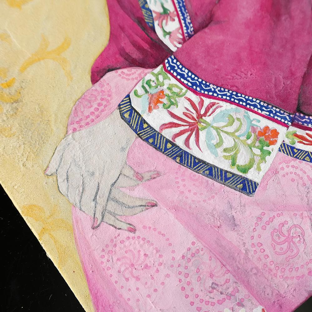 石坂恵子 油彩 直筆サイン 想い 女性の肖像画 日本画 共シール F4号 幻