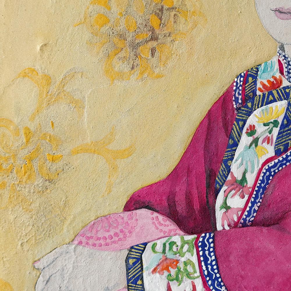 石坂恵子 油彩 直筆サイン 想い 女性の肖像画 日本画 共シール F4号 幻