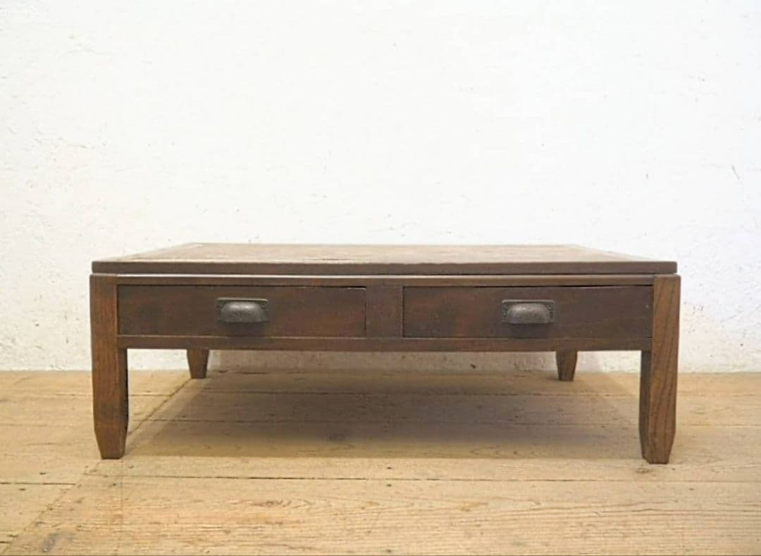 1085 アンティーク　文机　ローテーブル　抽斗　展示台　レトロ　大正ロマン