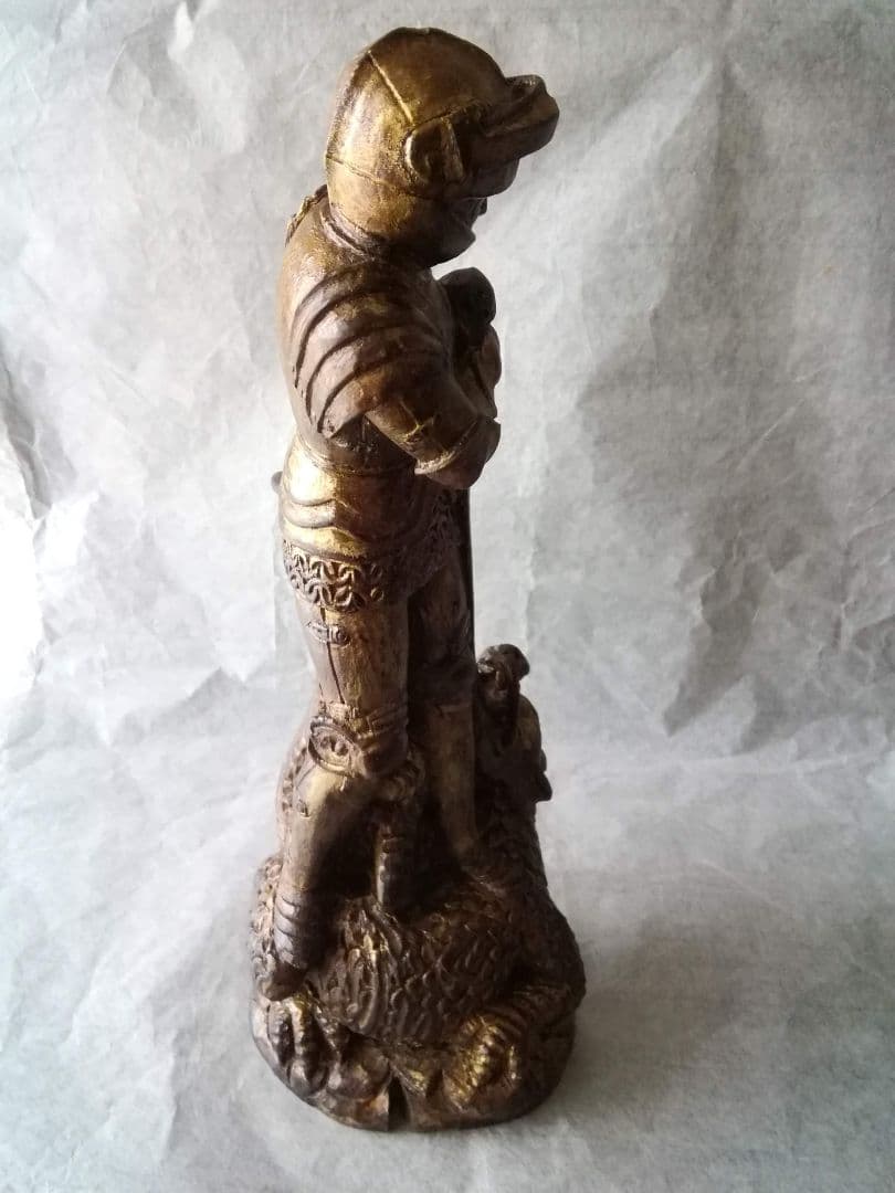 逸品　聖ジョージの竜退治　木彫金彩色聖人像　スペイン　19世紀　キリスト