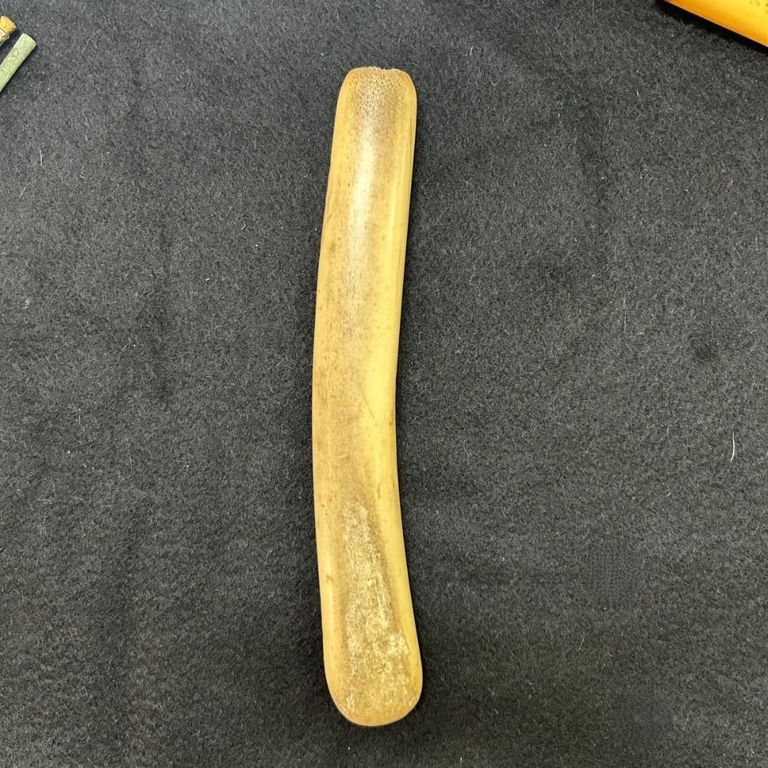 アンティーク 煙管 キセルセット 骨彫刻 革ケース 真鍮製 レトロ 喫煙具