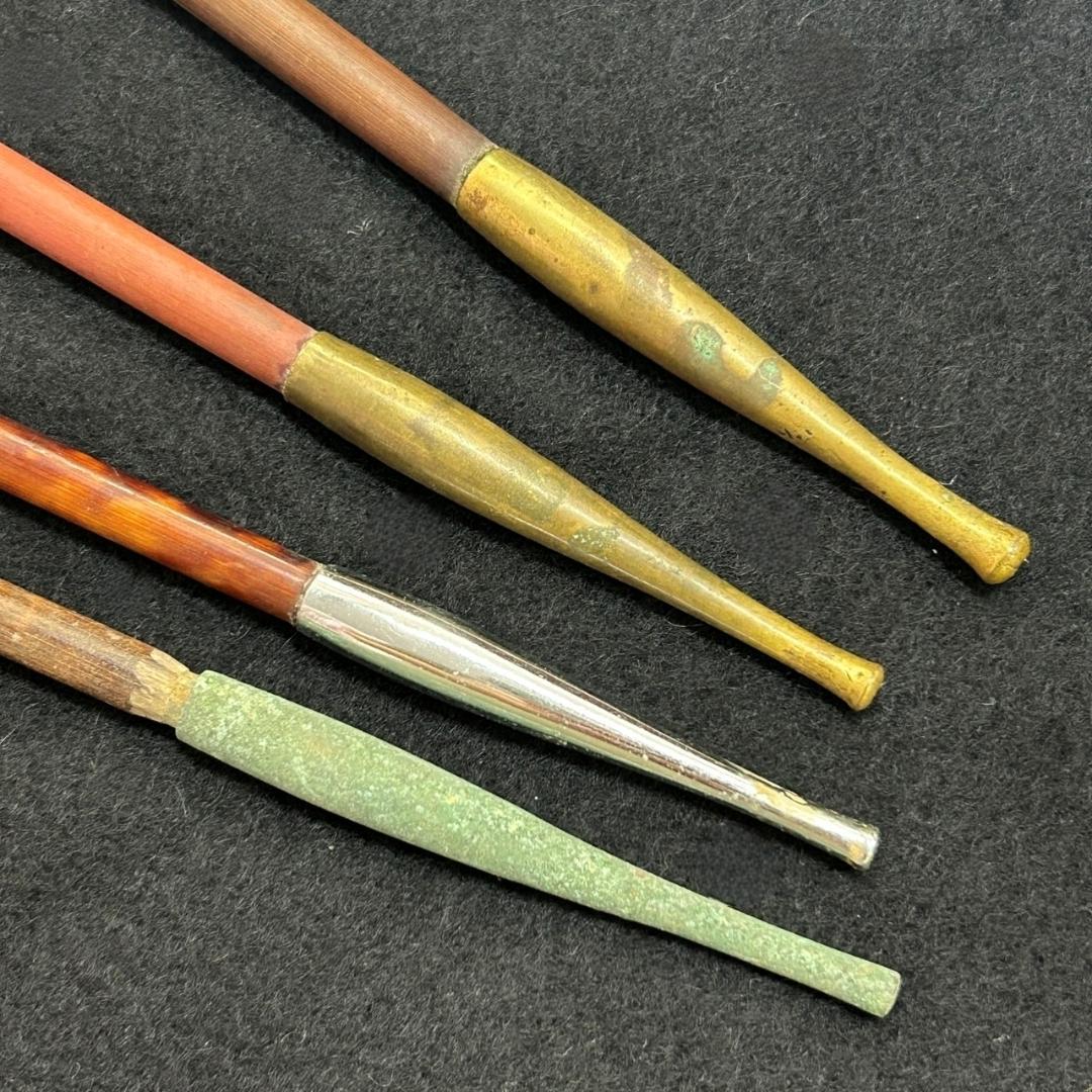 アンティーク 煙管 キセルセット 骨彫刻 革ケース 真鍮製 レトロ 喫煙具