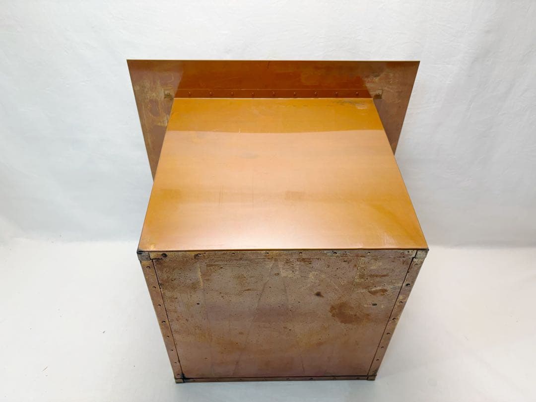 美品 茶道具 銅製 炉壇 利休炉壇 黒真塗 炉縁 2点セット 茶道 囲炉裏 紙箱