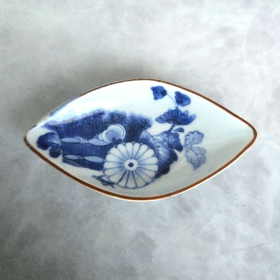 古伊万里　染付　豆皿　小皿　江戸　骨董　金直し　金継ぎ　藍柿　アンティーク
