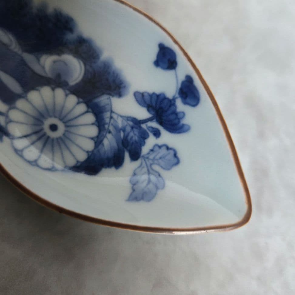 古伊万里　染付　豆皿　小皿　江戸　骨董　金直し　金継ぎ　藍柿　アンティーク