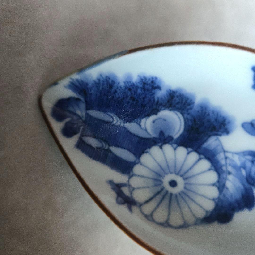 古伊万里　染付　豆皿　小皿　江戸　骨董　金直し　金継ぎ　藍柿　アンティーク