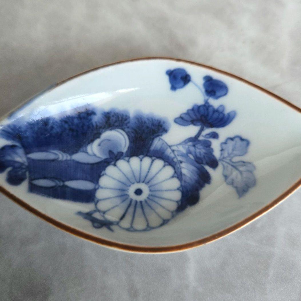 古伊万里　染付　豆皿　小皿　江戸　骨董　金直し　金継ぎ　藍柿　アンティーク