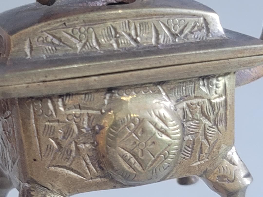 古銅 豆 香炉 花器一対 Ａ845