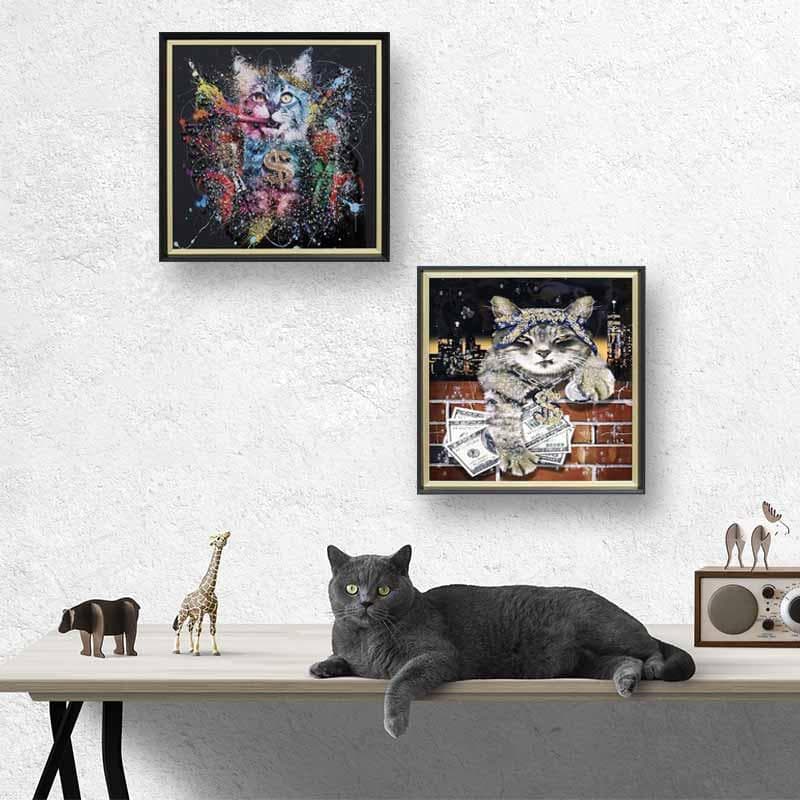アートフレーム ファンキーキャット/猫 絵画 クリスタルピクチャー