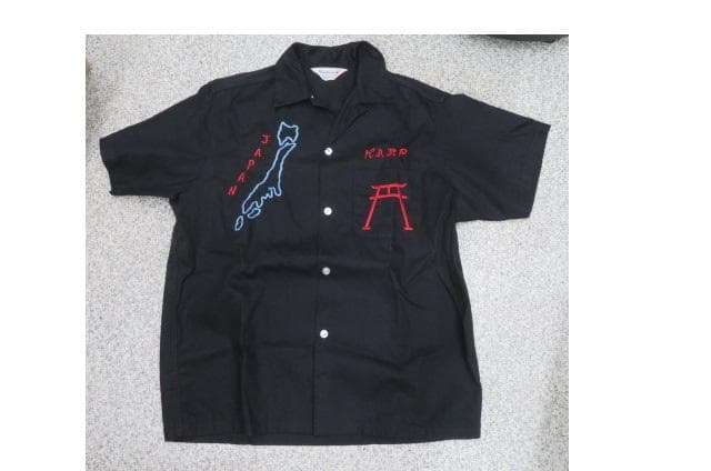 ウエアハウス　ボーリングシャツ　オープンカラー　刺繍　富士山