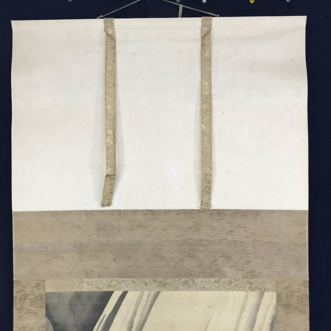 真作/中島来章/鯉図/コイ図/登龍門/滝に鯉図/花鳥図/掛軸☆宝船☆AH-659